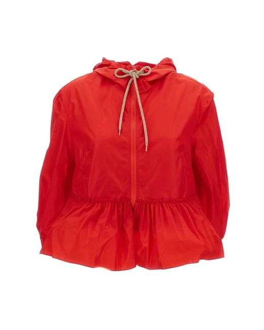 Simone Rocha Red Taffeta Hooded Jacket