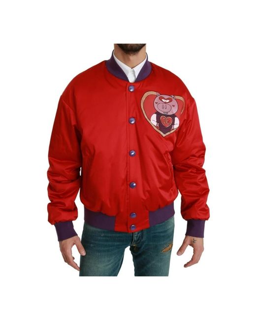 Dolce & Gabbana Red Bomber Jackets for men