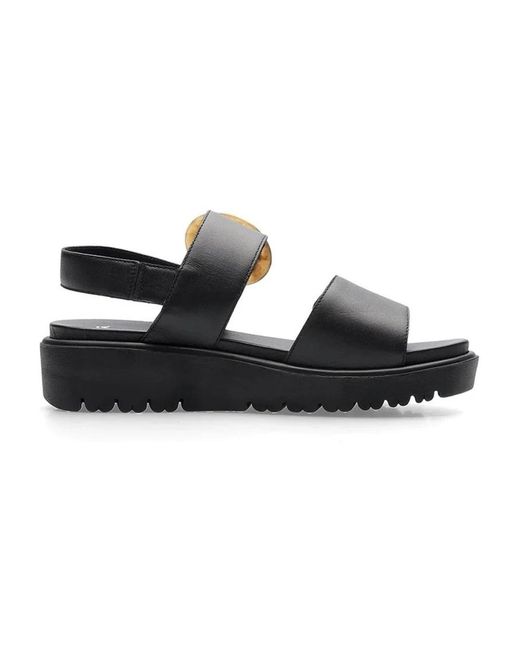 Ara Black Flat Sandals