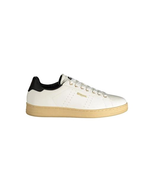 Blauer Weißer Polyester-Sneaker Mit Sportlichen Details in Metallic für Herren