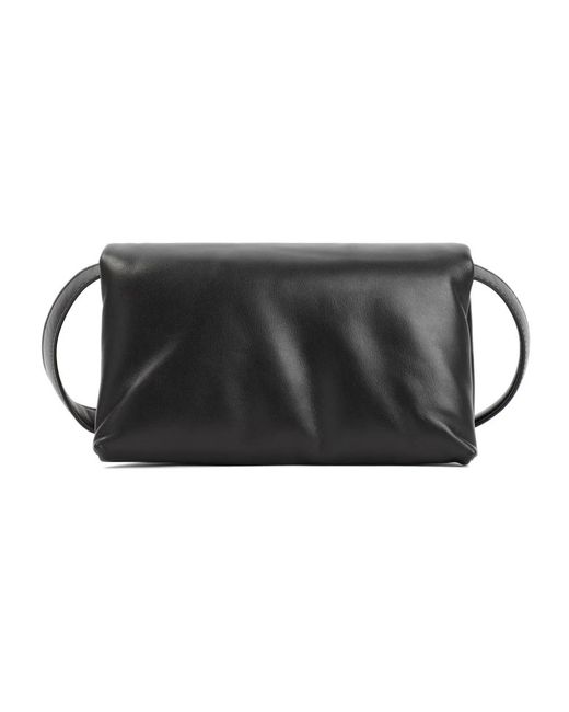 Marni Black Leather Prisma Shoulder Bag