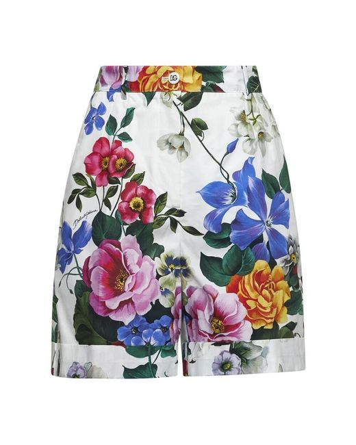 Dolce & Gabbana Blue Blumenmuster high-waist-shorts
