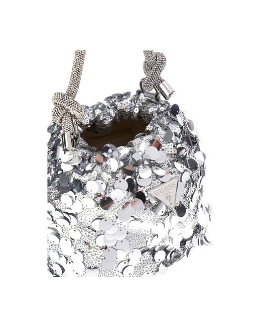 Guess White Silberne Synthetische Damenhandtasche