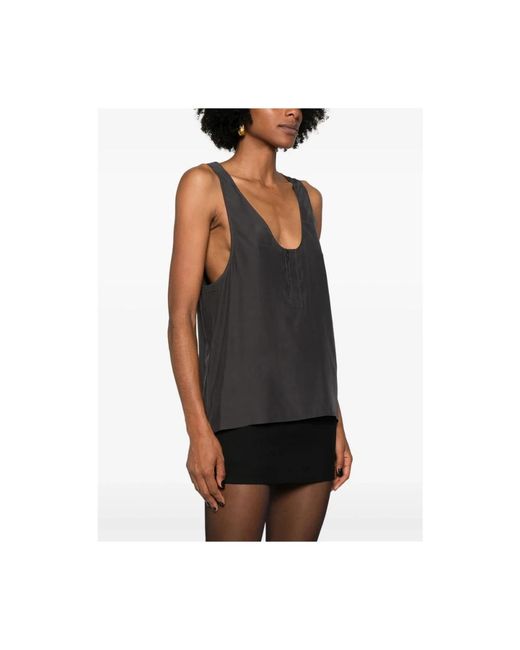 Saint Laurent Black Sleeveless Tops