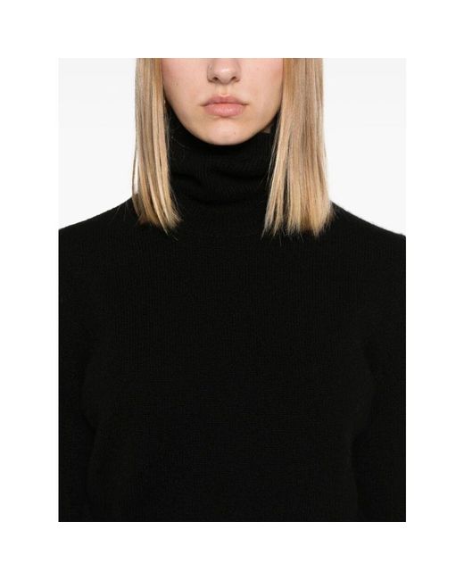 Theory Black Schwarzer kaschmir rollkragenpullover