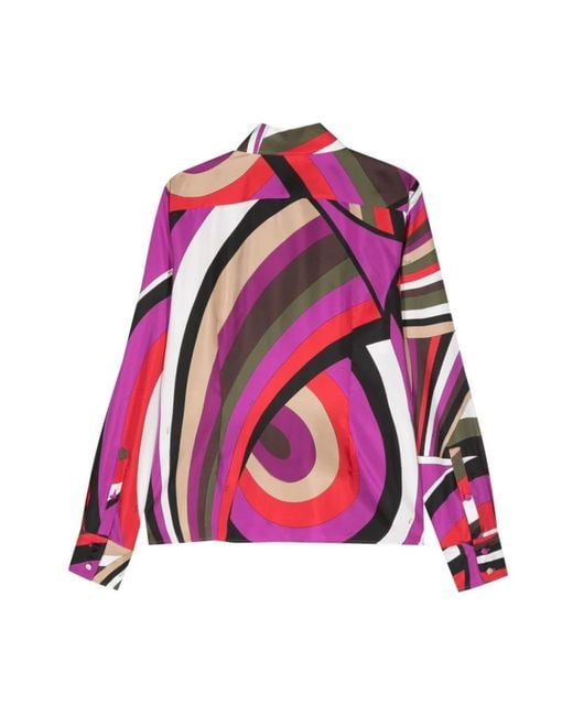 Emilio Pucci Zijden Shirt Met Geometrische Print in het Pink