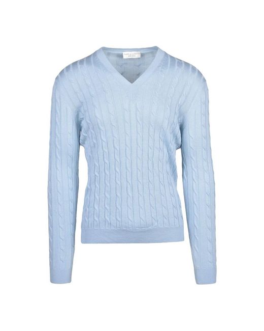 FILIPPO DE LAURENTIIS Blue V-Neck Knitwear for men