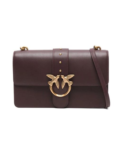 Pinko Brown Braune Leder Umhängetasche