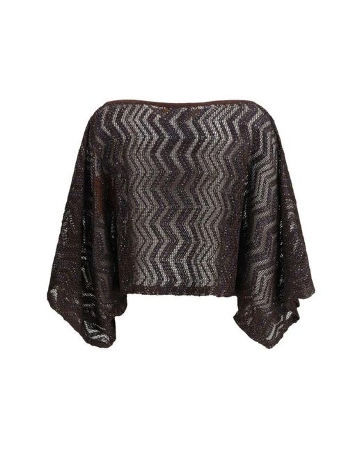 Missoni Overhemden ,Bruin ,Polyester Viscose Mesh Top in het Black