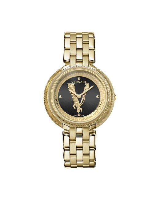 Thea oro acciaio inossidabile orologio analogico di Versace in Metallic