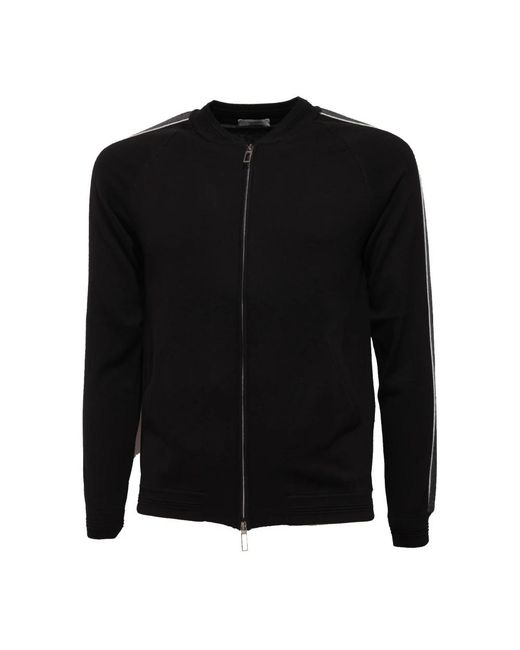 Paolo Pecora Hoodies & Sweatvesten ,Zwart ,Katoen Volledige Rits Katoenen Trui in het Black voor heren