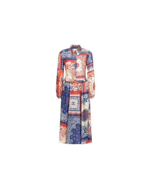 Roberto Cavalli Blue Maxikleid mit bandana-patchwork
