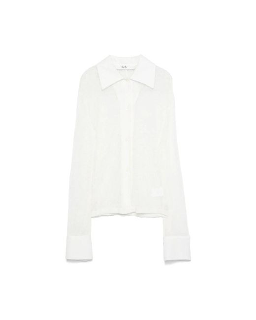 Séfr Overhemden ,Wit ,Wol Witte Wol Gebreide Shirt in het White