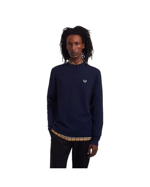 Fred Perry Hoodies & Sweatvesten ,Blauw ,Katoen Klassieke Trui Met Ronde Hals in het Blue voor heren