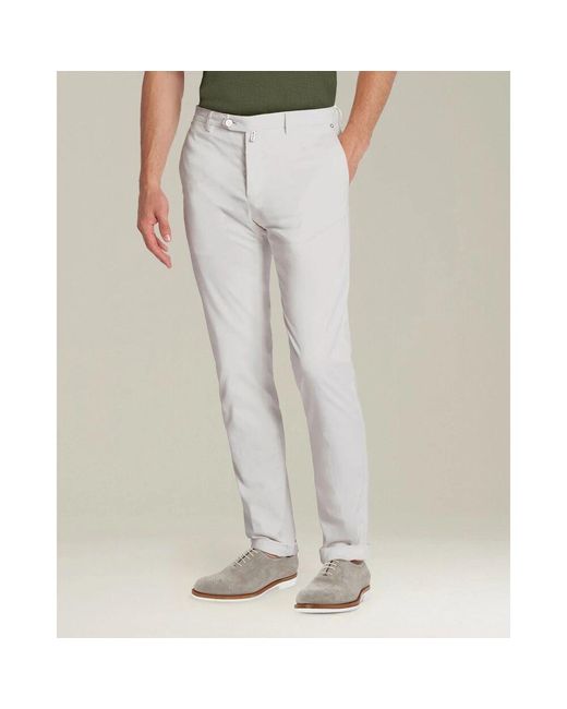 Kiton Cremefarbene baumwoll-slim-fit-hose in White für Herren