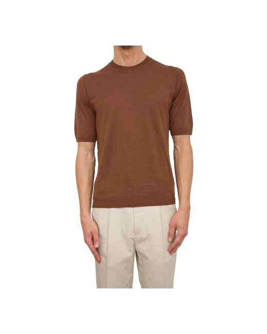 Round-Neck Knitwear di Paolo Pecora in Brown da Uomo