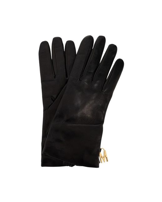 Moschino Accessoires ,Zwart ,Leer Leren Handschoenen in het Black
