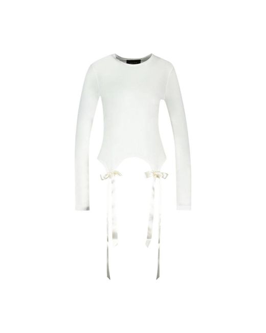 Simone Rocha Bow Tail Easy Long Sleeve T-Shirt in het White