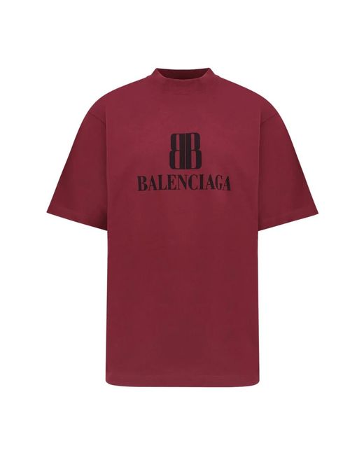 Balenciaga Bordeaux T-Shirts Und Polos Gerippt Regular Fit in Red für Herren