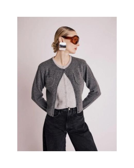 Berenice Truien & Vesten ,Grijs ,Wol Dubbele Gigi Cardigan in het Black