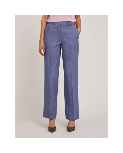 mötivi Blue Weite hose aus baumwollcanvas