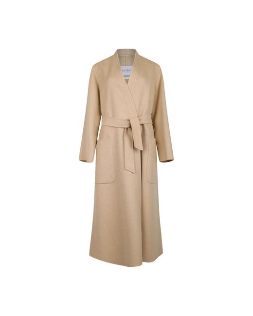 Max Mara Belted Coats in het Natural