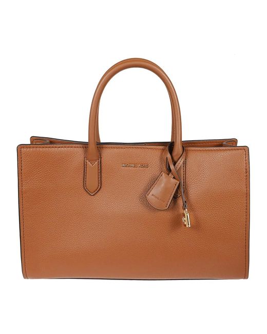 Michael Kors Zwarte Gehamerde Leren Tas Met Bedel in het Brown