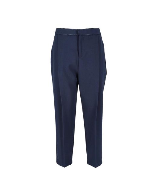 Elisabetta Franchi Straight Trousers in Blue | Lyst Elisabetta Franchi Straight Trousers in Blue | Lyst
