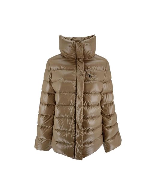 Fay Natural Camel Puffer Coat Mit Haken
