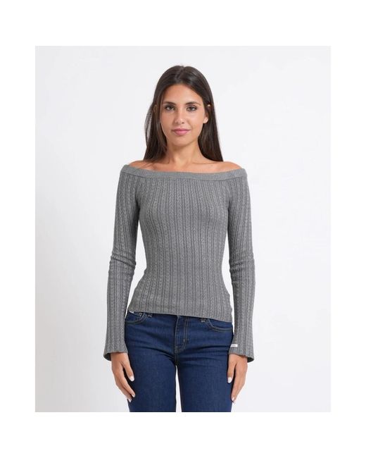Guess Gray Round-Neck Knitwear