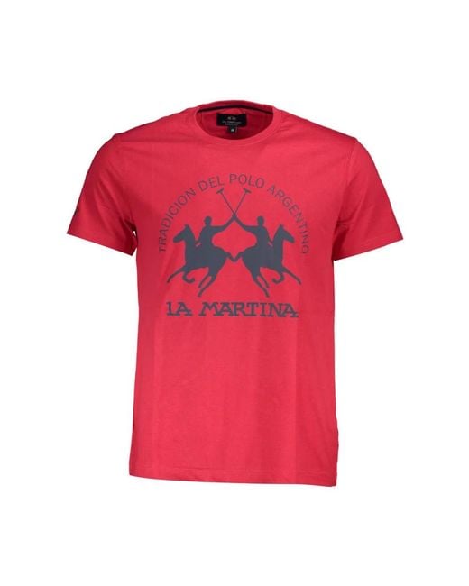 T-shirt con stampa grafica e girocollo di La Martina in Red da Uomo