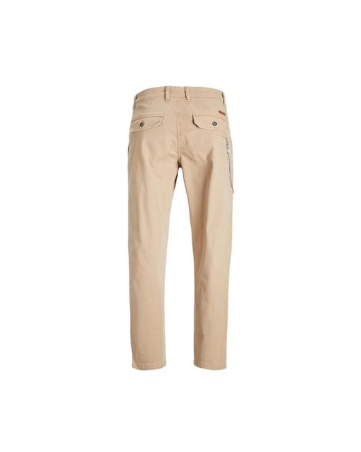 Jack & Jones Broeken ,Bruin ,Katoen Wijde Pijp Katoenen Chino Broek in het Natural voor heren