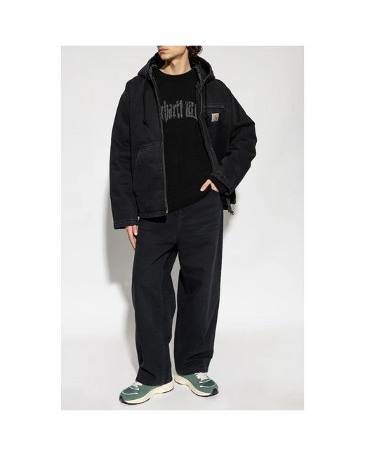 Carhartt Jassen ,Zwart ,Leer Geïsoleerd Jack Met Logo in het Black voor heren