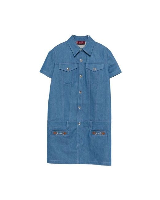 Gucci Blue Shirt Dresses