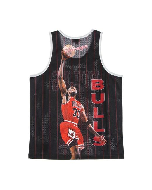 Mitchell & Ness Fitness ,Zwart ,Polyester Chicago Bulls Tank Top Scottie Pippen in het Red voor heren