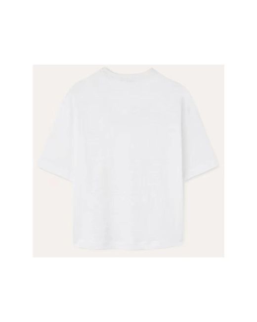 Loro Piana White Leichtes leinen t-shirt