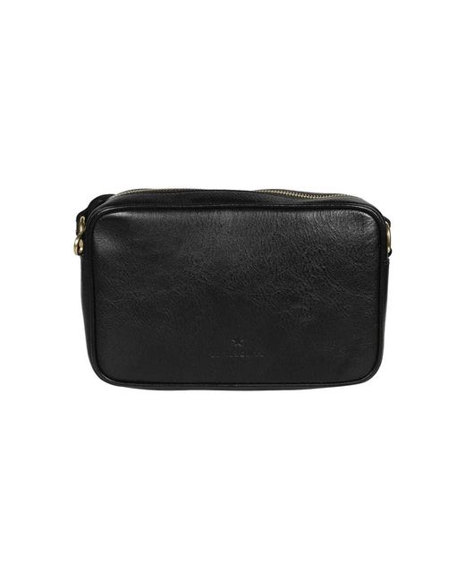 Il Bisonte Black Stilvolle Leder-Crossbody-Tasche