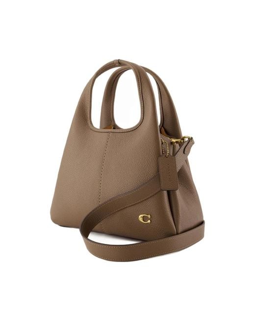 COACH Brown Genarbte Leder-Schultertasche