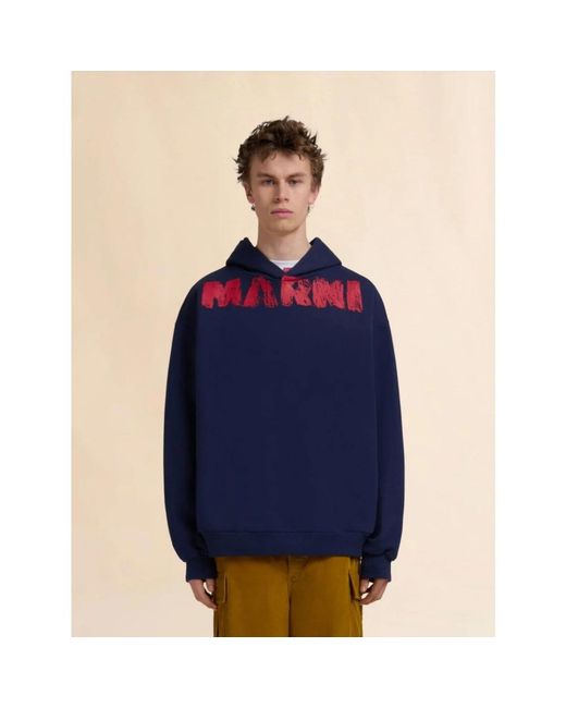 Marni Hoodies & Sweatvesten ,Blauw ,Katoen Hooded Sweatshirt in het Blue voor heren