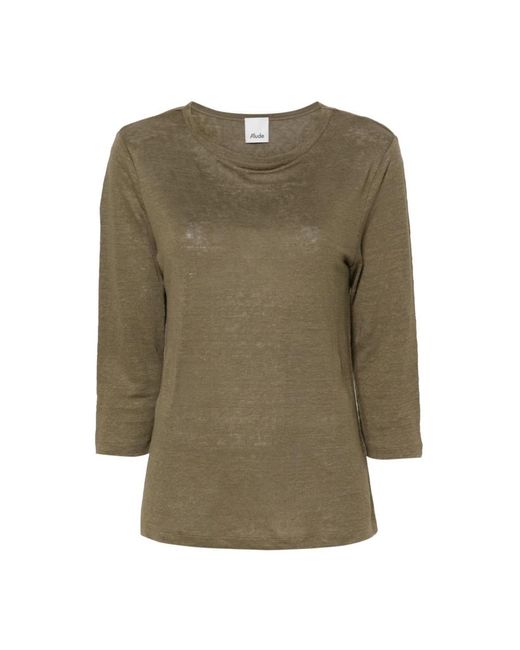 Allude Green Round-Neck Knitwear