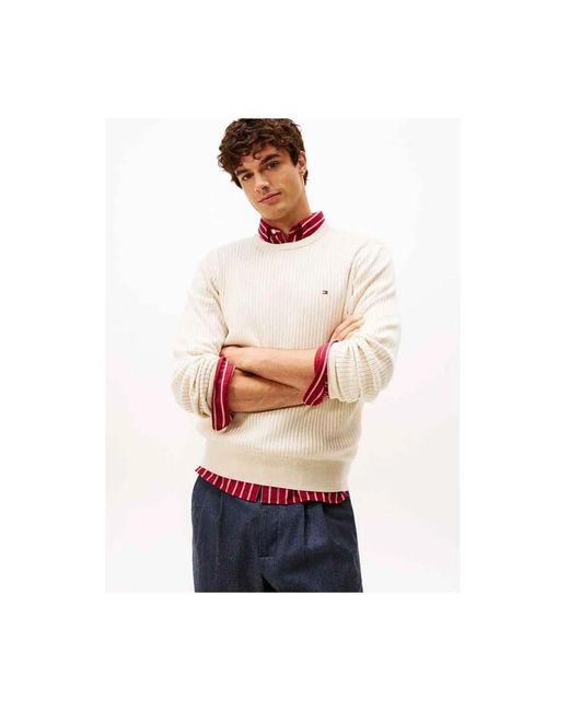 Tommy Hilfiger White Round-Neck Knitwear for men