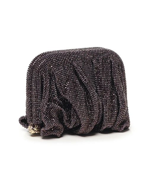 Benedetta Bruzziches Black Kristallbesetzte Mesh-Schultertasche
