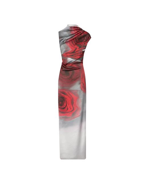 Jean Paul Gaultier The Long Red Blurry Roses Long Dress