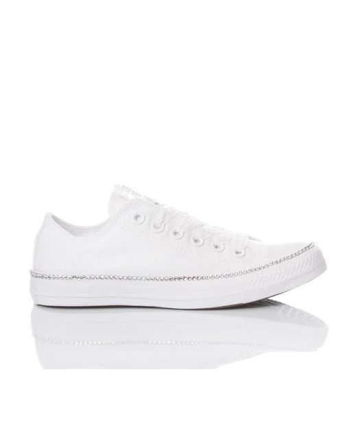 Sneakers bianche fatte a mano per donne di Converse in White