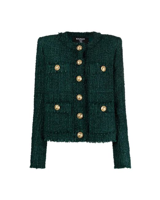Balmain Green Tweed Jackets