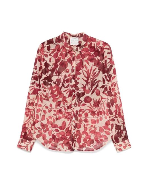 Camisa Burdeos Con Botones Y Dobladillo Curvado, Mujer, Talla Forte Forte de color Red