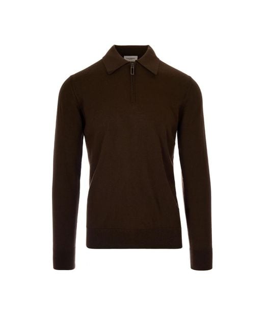Paolo Pecora Brown V-Neck Knitwear for men