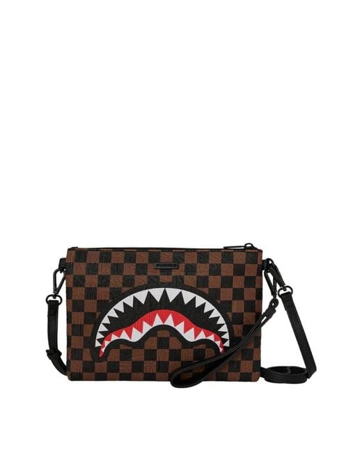 Sprayground Check 2 Emboss Crossover Clutch in het Black