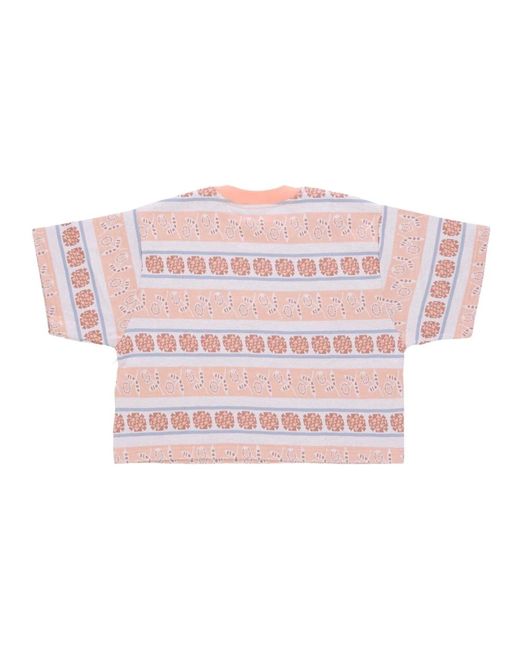 Obey Tops ,Veelkleurig ,Katoen Gestreepte Crop Tee Perzik Zand Multi in het Pink