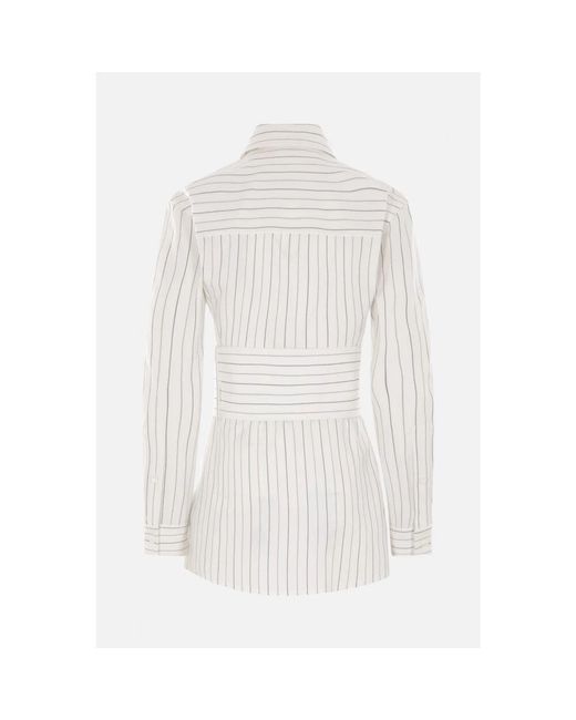 Burberry White Gestreiftes baumwollhemd mit übergroßer schnalle